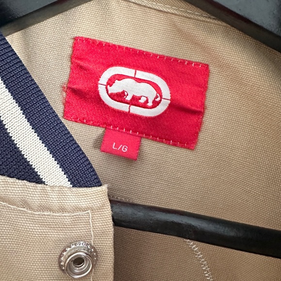 Ecko Unlimited Varsity Bomber Jacket 100% Cotton Canva Patched L Vintage USA - Picture 10 of 15